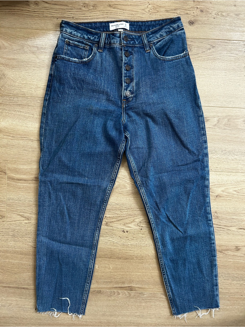 Abercrombie & Fitch Dark Blue High-Rise Button-Fly Jeans